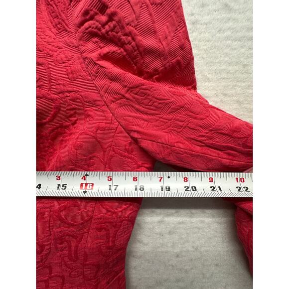 Anne Klein Red Textured Floral Blazer Jacket Women’s Size 10 100% Cotton - Picture 5 of 8